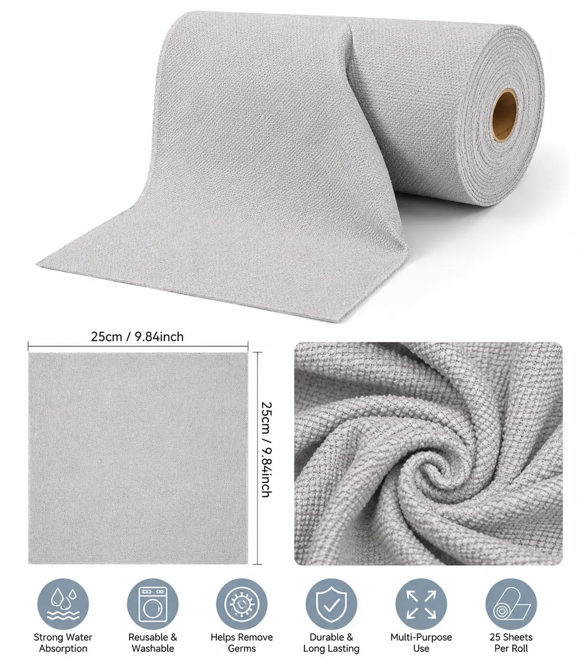 Reusable Kitchen Cleaning Cloth Roll – Washable & Quick Cleaning Wipes