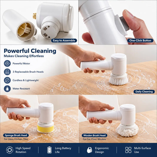 5 in 1 Rechargeable Electric Cleaning Brush | Cordless Multi-Purpose Scrubber