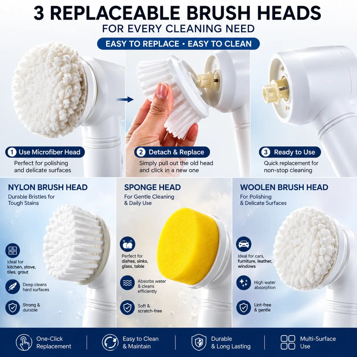 5 in 1 Rechargeable Electric Cleaning Brush | Cordless Multi-Purpose Scrubber