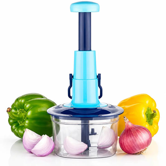 Hand-press vegetable and fruit chopper
